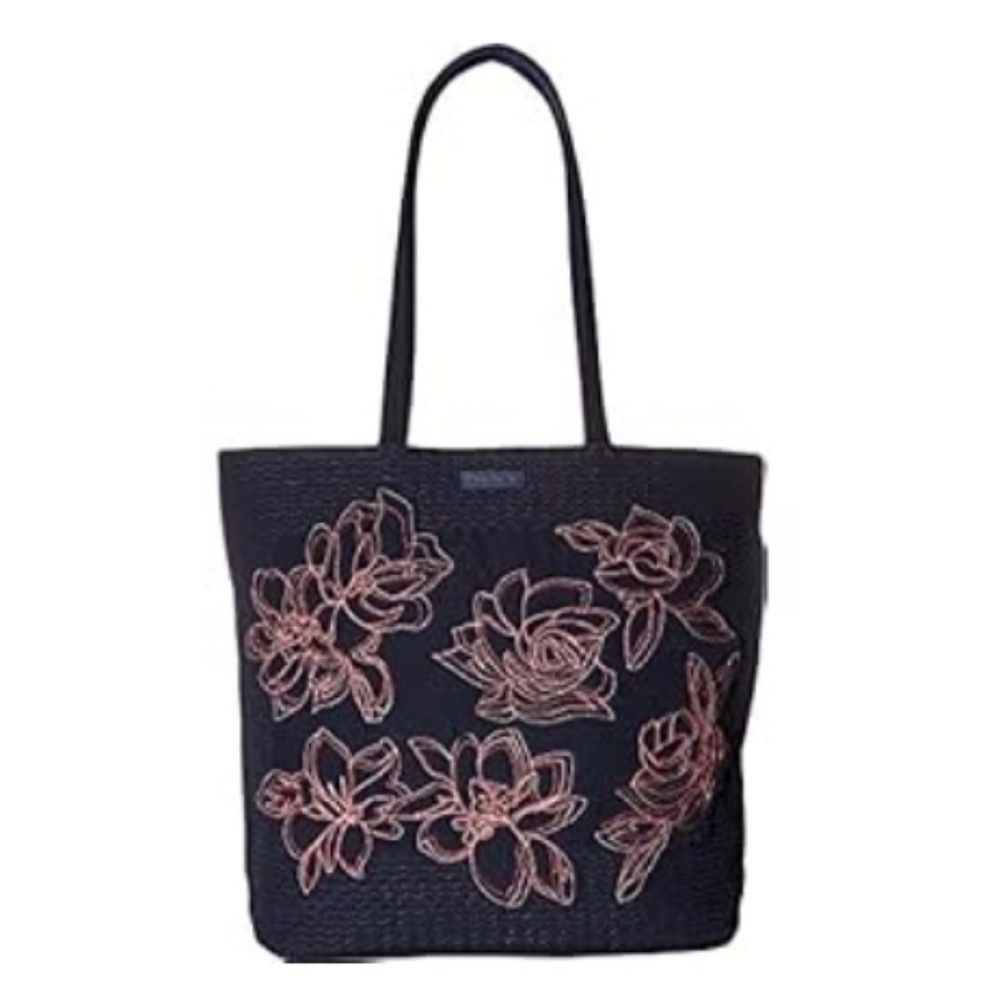 Vera Bradley Navy Tote with Pink Floral Design